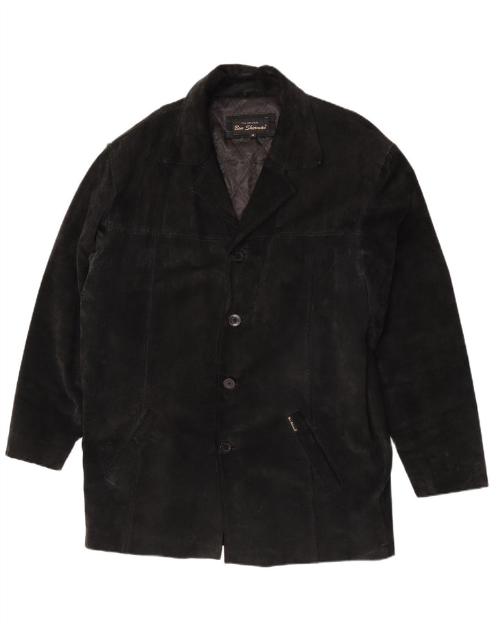 Ben Sherman Manteau coupe-vent en daim pour homme UK 38 Cuir noir moyen
