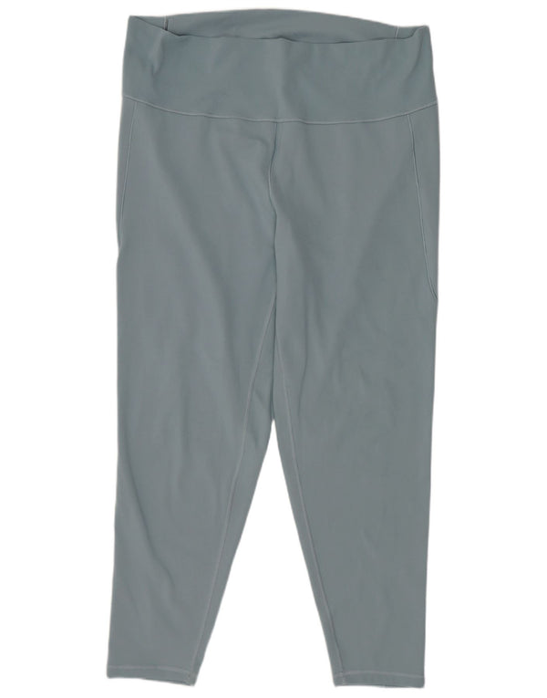 Adidas Legging court pour femme UK 24/26 2XL W36 L25 Bleu Polyester