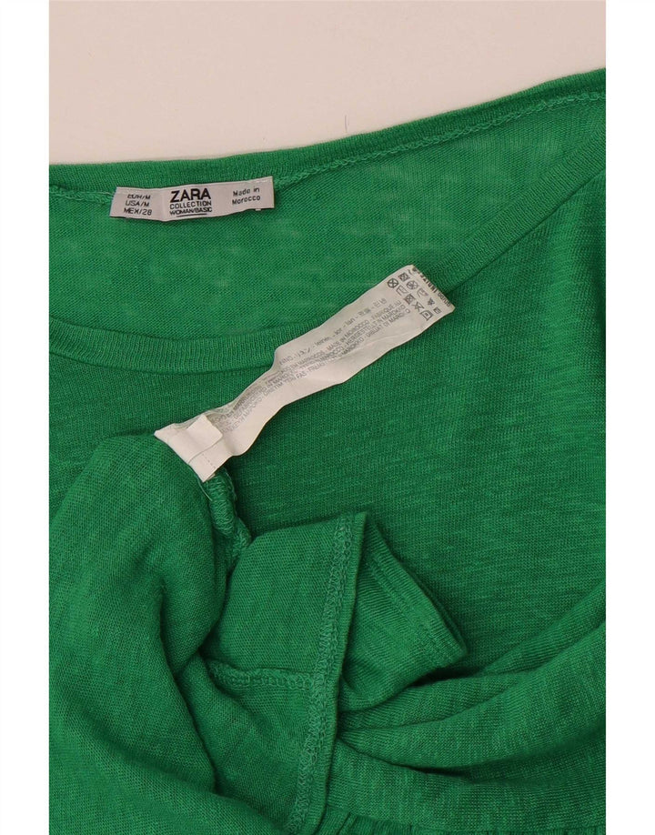 Zara Womens Batwing Blouse Top UK 14 Lin vert moyen