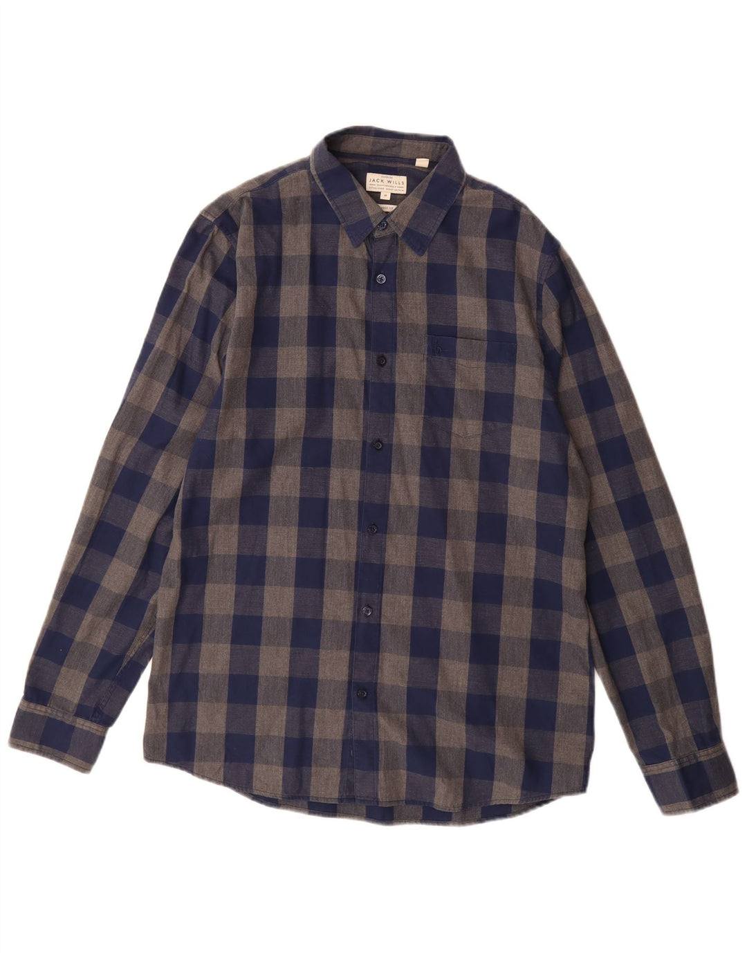 Jack Wills Chemise classique en flanelle pour homme en coton vichy bleu marine moyen