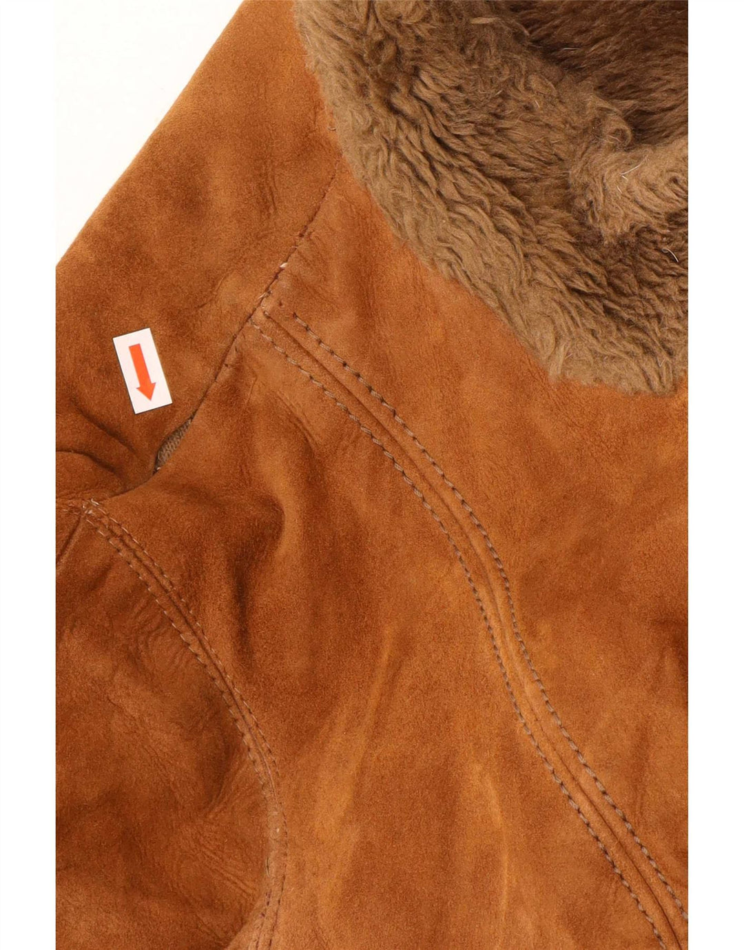 vintage Femmes Suède Pardessus UK 10 Petit Brun