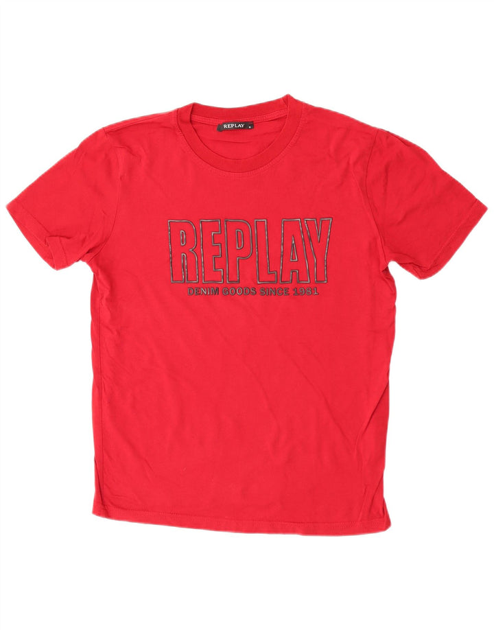 Replay T-Shirt Graphique Homme Petit Rouge Coton