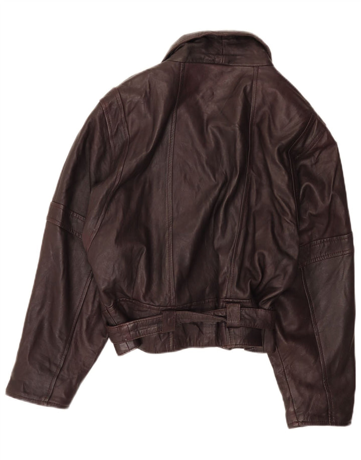 veste en cuir femme vintage IT 42 Cuir Bordeaux Moyen