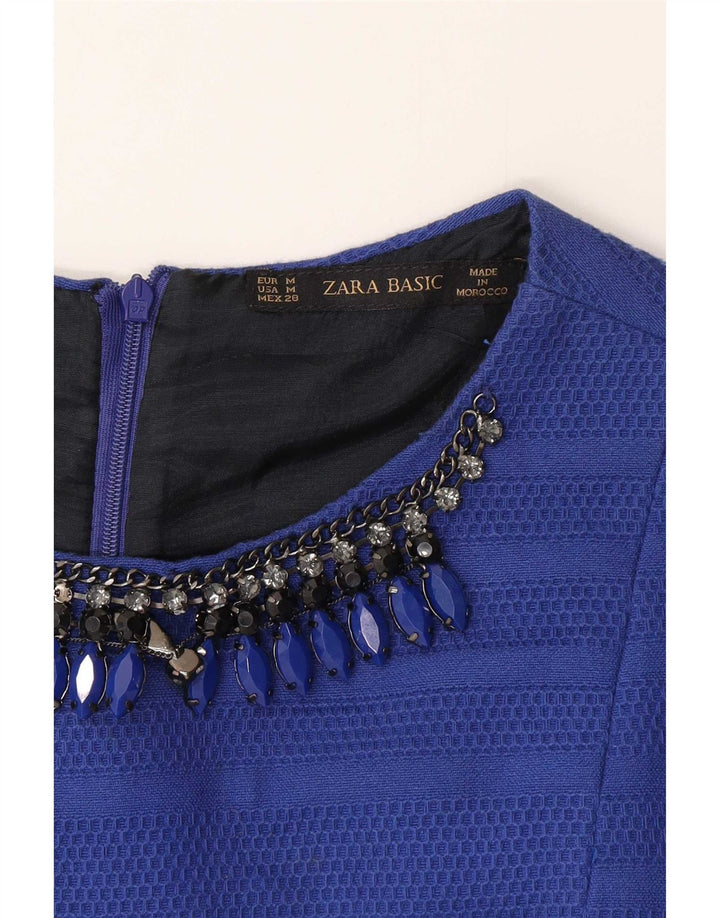 Zara Robe trapèze pour femme UK 12 Bleu moyen rayé