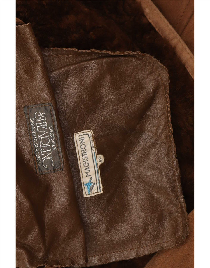 veste en peau de mouton homme vintage IT 48 peau de mouton marron moyen