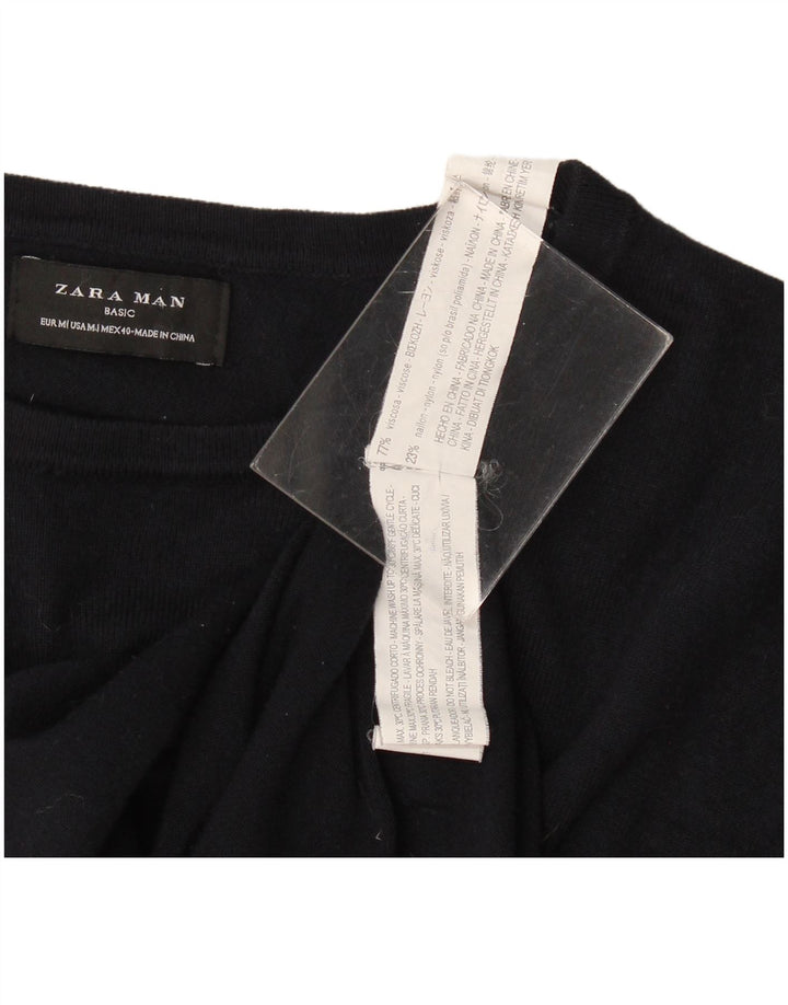 Zara Pull Col Bateau Homme Bleu Marine Moyen Viscose