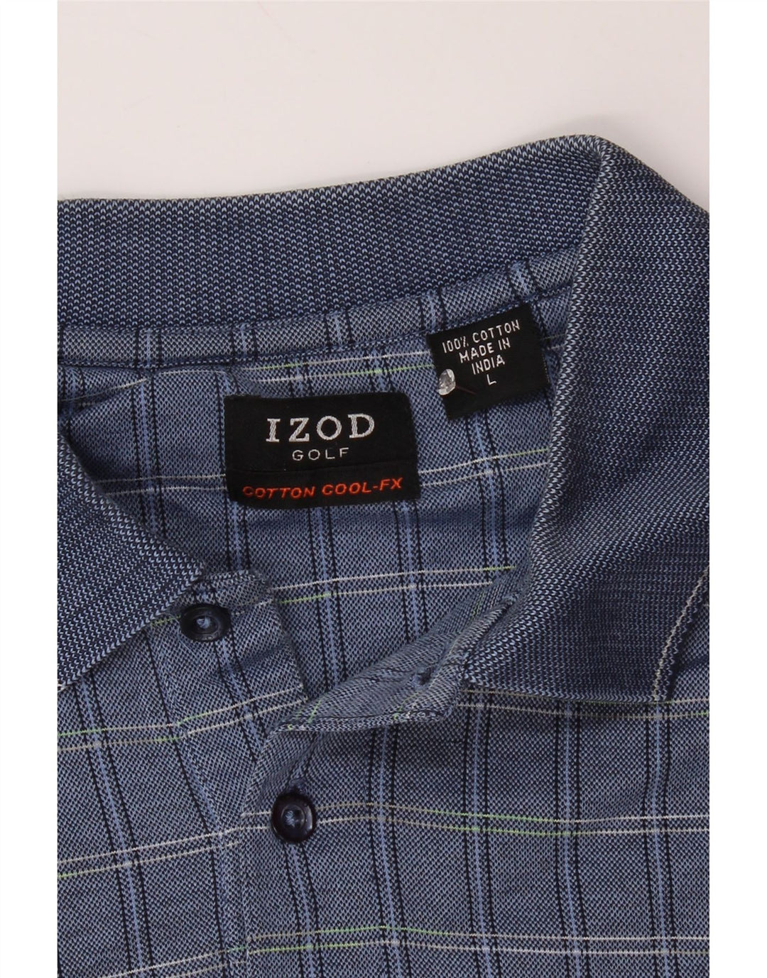 IZOD Polo Homme Grand Carreau Bleu Coton