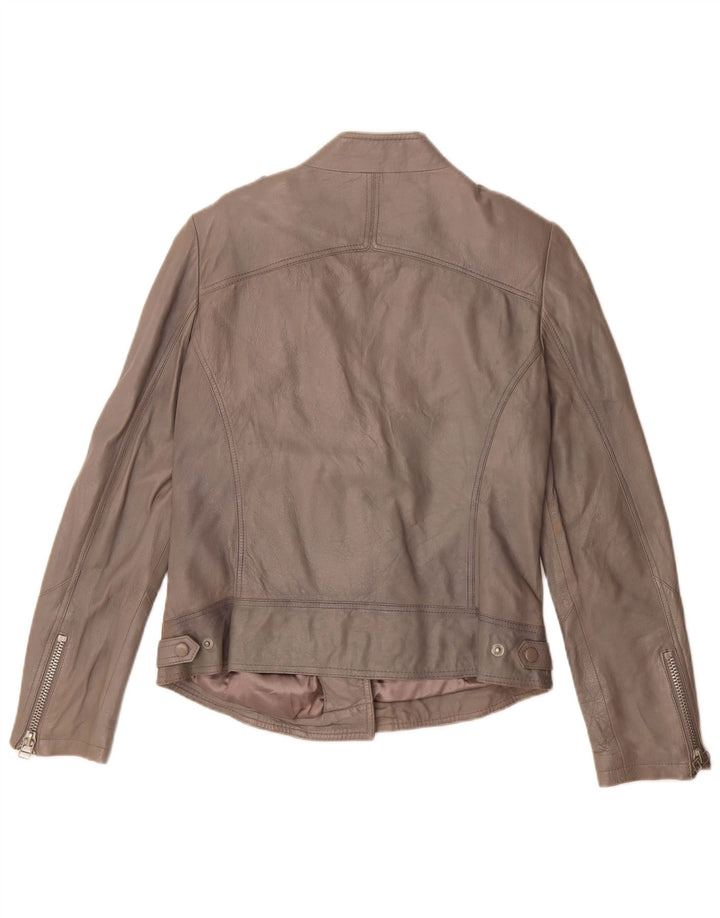 C&A Veste de motard en cuir Cindy Crawford pour femme Gris moyen EU 40