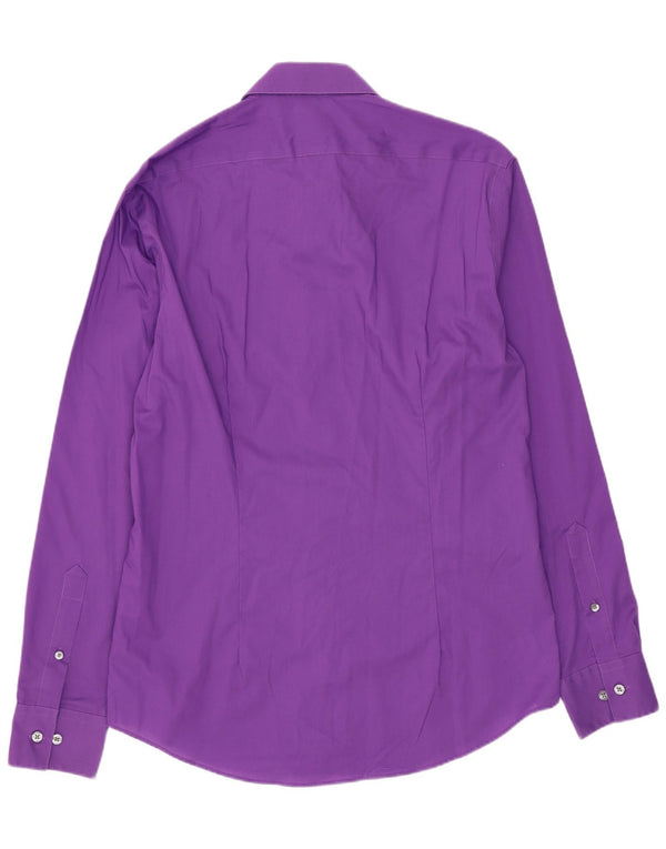 Calvin Klein Chemise slim fit pour homme Taille 39 15 1/2 Coton violet moyen