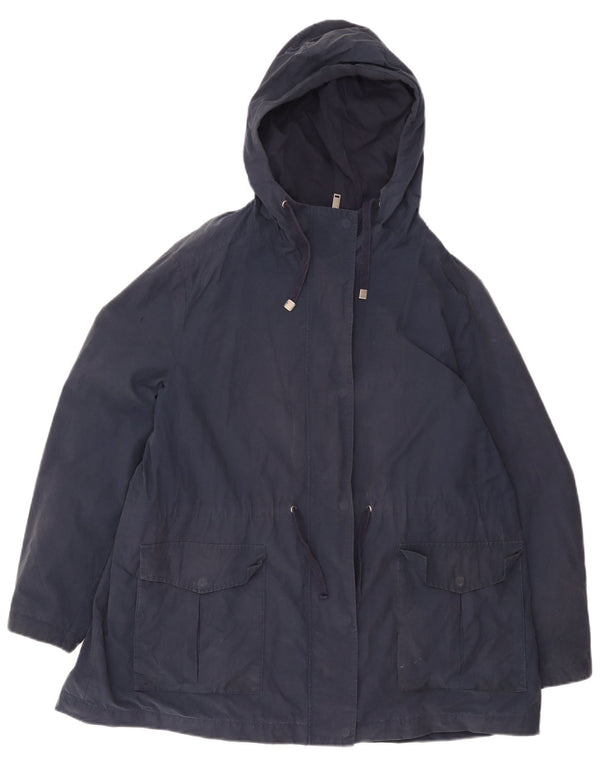 Marks & Spencer Parka à capuche pour femme UK 24 4XL Bleu marine Coton