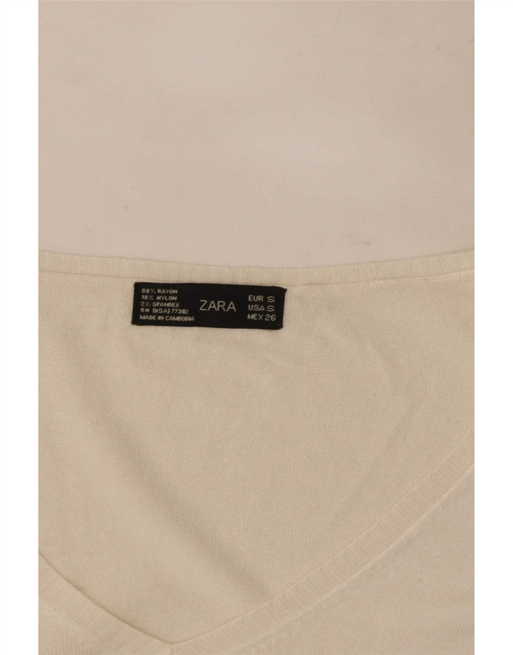 Zara Haut à manches longues pour femme UK 10 Petite rayonne blanche