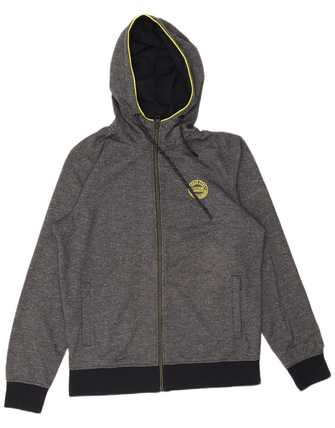 Jack & Jones Pull à Capuche Zippé Homme Gris Moyen Moucheté Coton