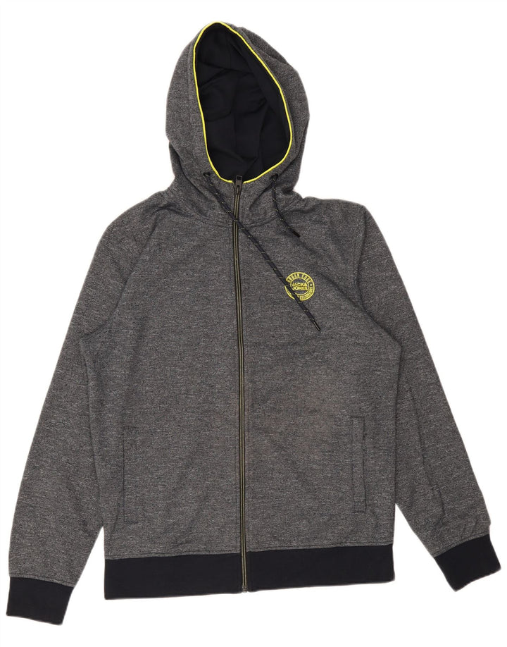 Jack & Jones Pull à Capuche Zippé Homme Gris Moyen Moucheté Coton