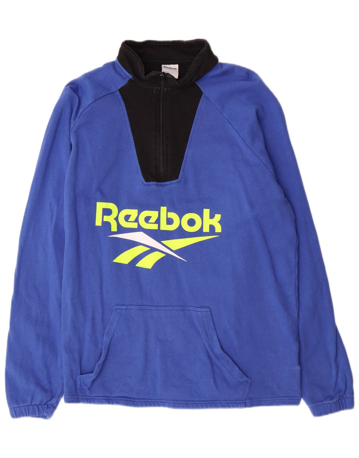 Reebok Sweatshirt Graphic 1/4 Zip Homme Bleu Moyen Coton