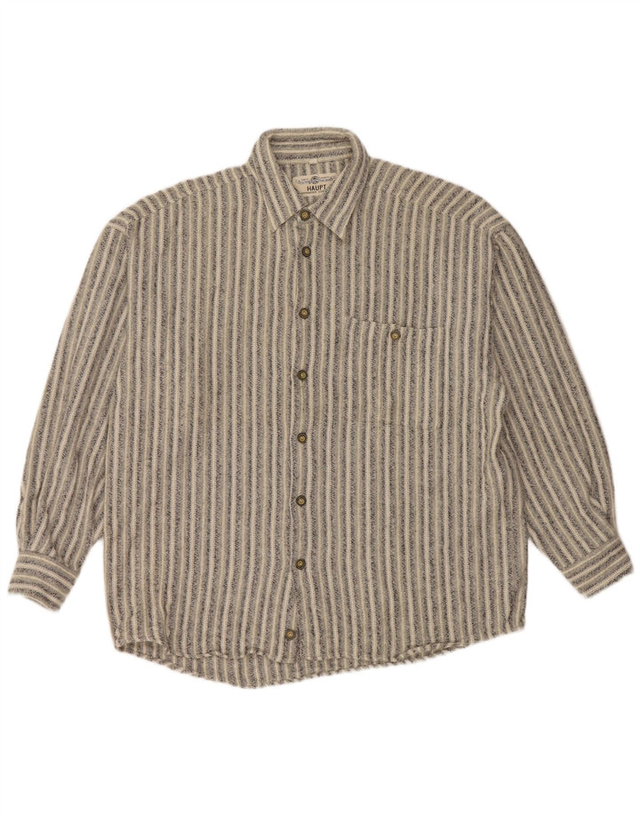 HAUPT Chemise en flanelle pour homme Taille 41/42 Grand coton gris à fines rayures