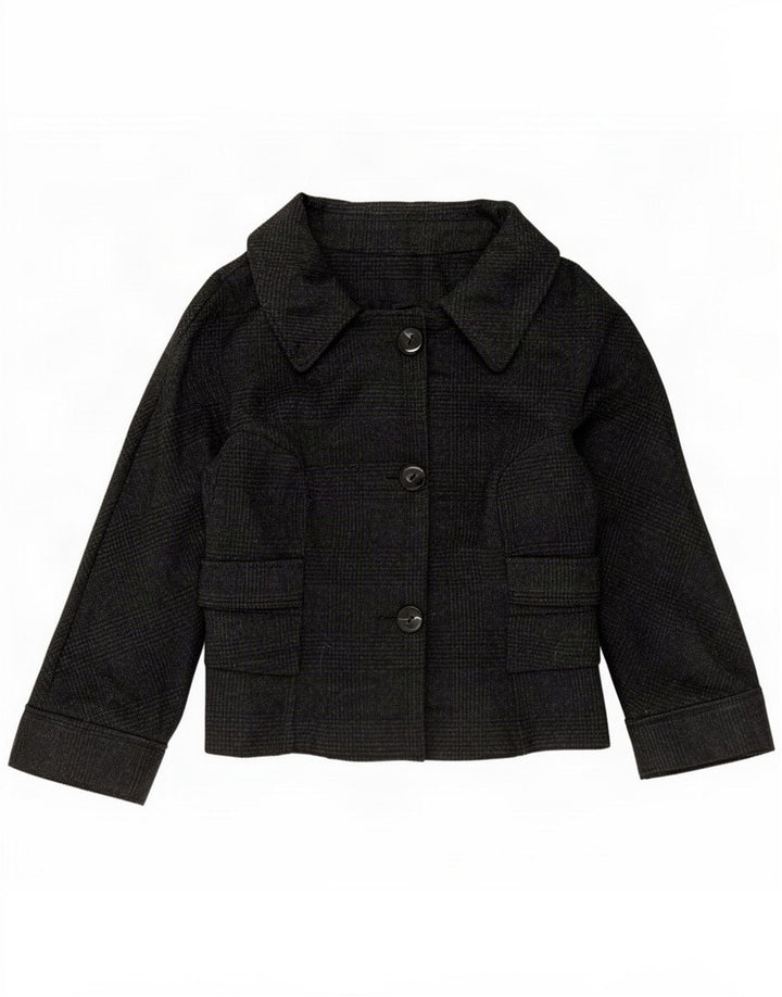 Zara Veste blazer à 3 boutons pour femme UK 14 Laine à carreaux noir moyen