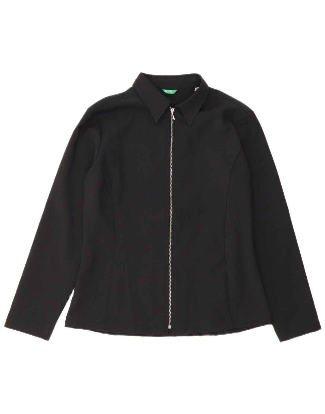 Benetton Chemise Chemisier IT 46 Large Noir Polyester Femme