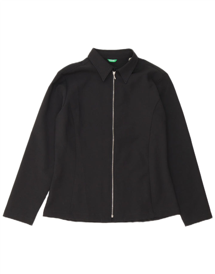 Benetton Chemise Chemisier IT 46 Large Noir Polyester Femme