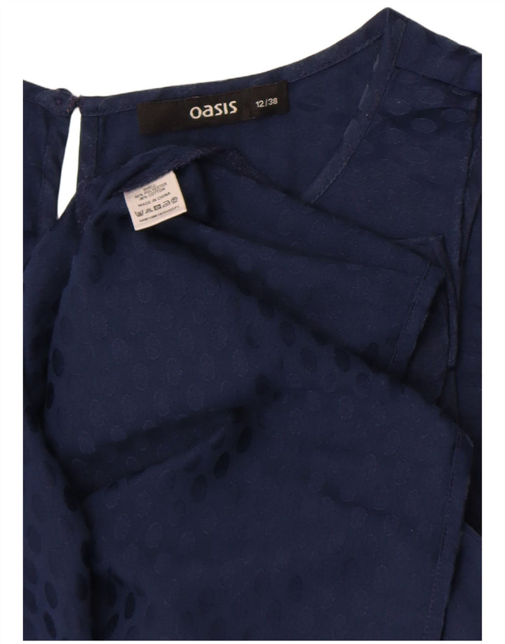Oasis Chemisier sans manches pour femme UK 42 Bleu marine moyen à pois en polyester