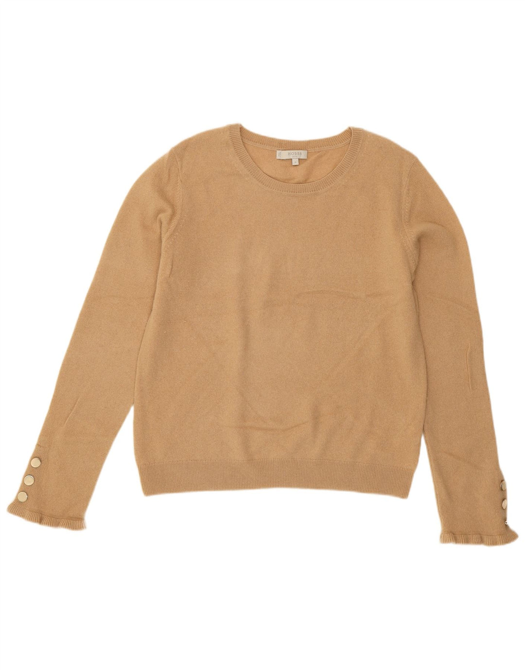 Hobbs Pull à col rond pour femme UK 12 Laine beige moyen