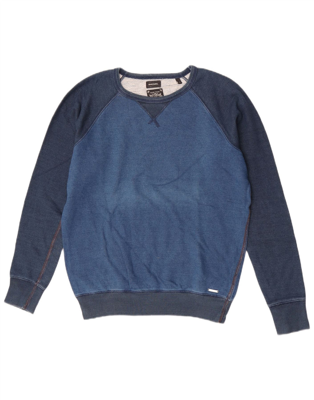 Diesel Sweat-shirt en coton color block bleu moyen pour homme