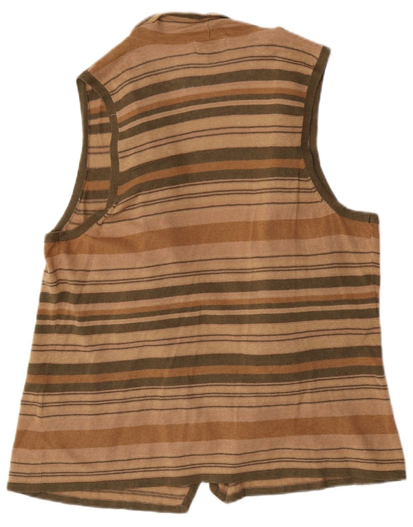 Chaps Cardigan portefeuille sans manches pour femme UK 18 XL Lin rayé beige