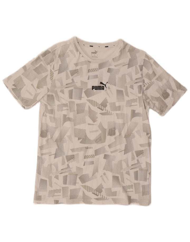 Puma T-Shirt Graphique Homme Blanc Moyen Coton Géométrique