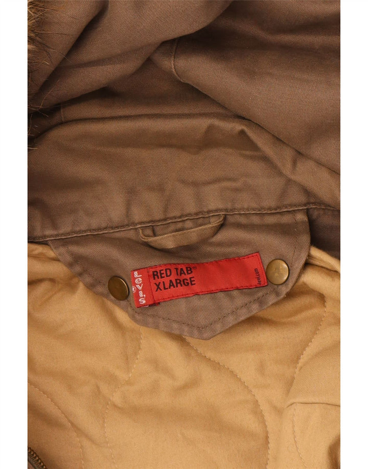 LEVI'S Parka à capuche pour homme UK 42 XL Marron Coton