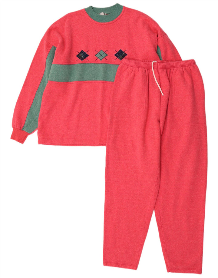 vintage Womens Full Survêtement UK 10 Petit Colorblock Rose