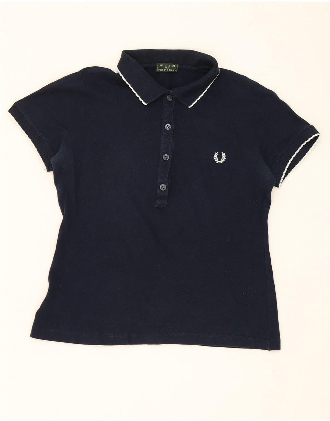 Fred Perry Polo Femme UK 12 Coton Bleu Marine Moyen