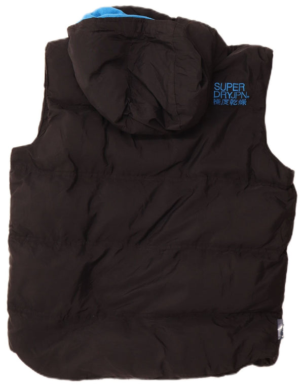 SUPERDRY Gilet rembourré à capuche pour homme UK 42 XL Noir Nylon