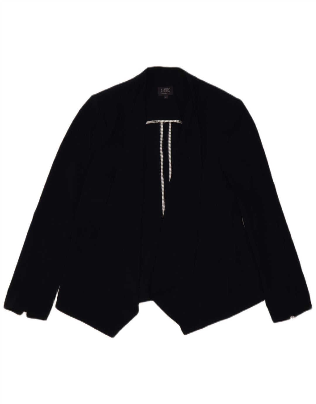 MARKS & SPENCER Veste blazer ouverte pour femme UK 12 Bleu marine moyen Polyester