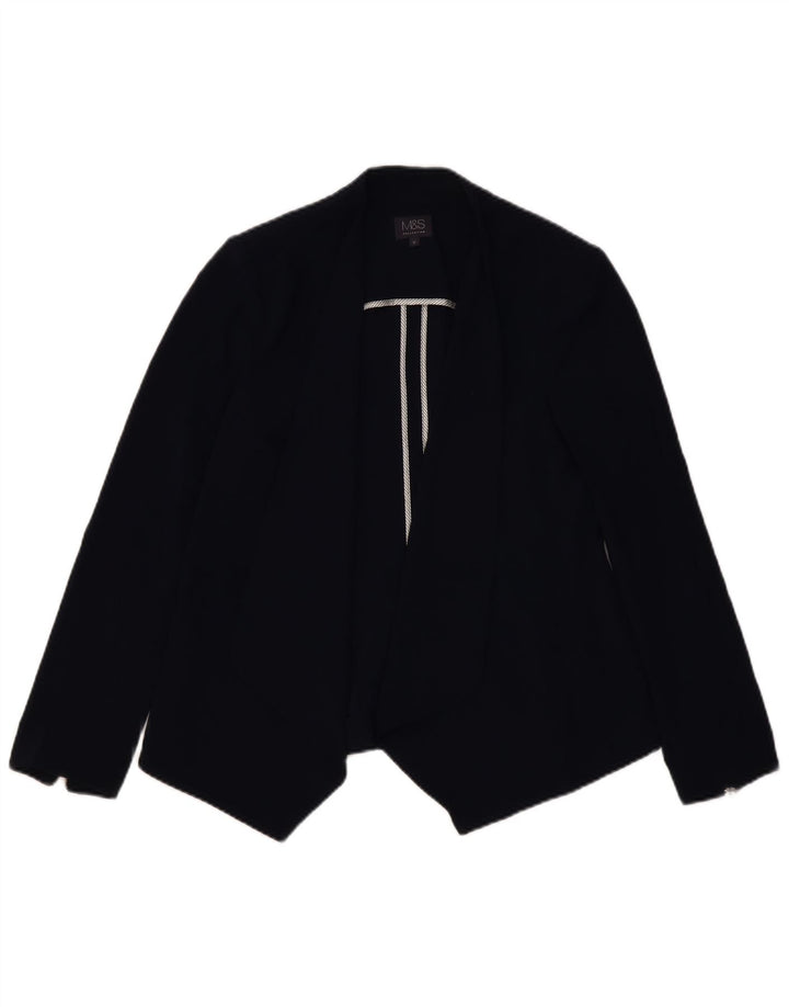 MARKS & SPENCER Veste blazer ouverte pour femme UK 12 Bleu marine moyen Polyester