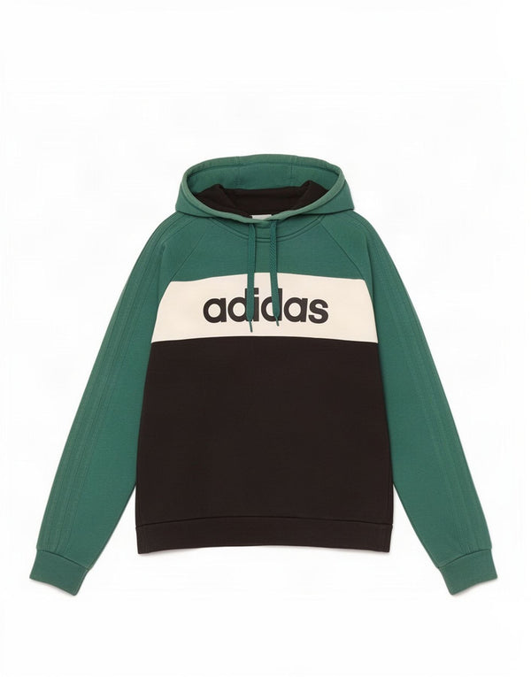 Adidas Pull à capuche graphique en coton color block vert moyen pour homme