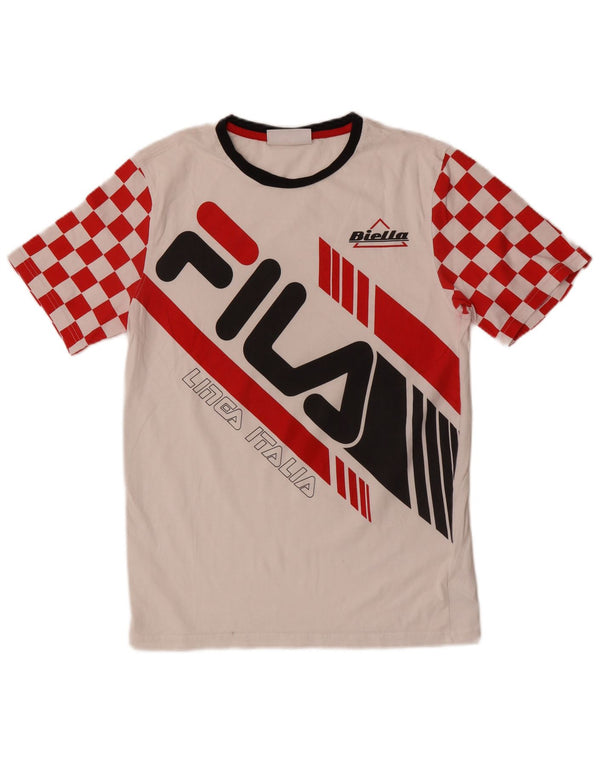 Fila T-Shirt Graphique Homme Petit Blanc Coton Géométrique