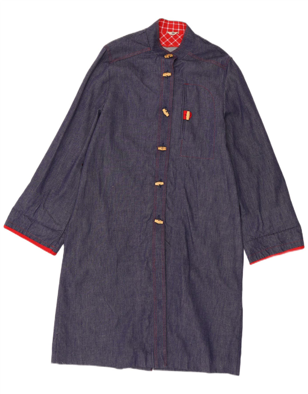 vintage Femme Pardessus EU 36 Petit Coton Bleu Marine