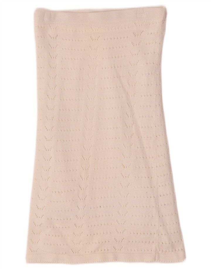 VINTAGE Jupe trapèze en tricot pour femme W28 Blanc moyen