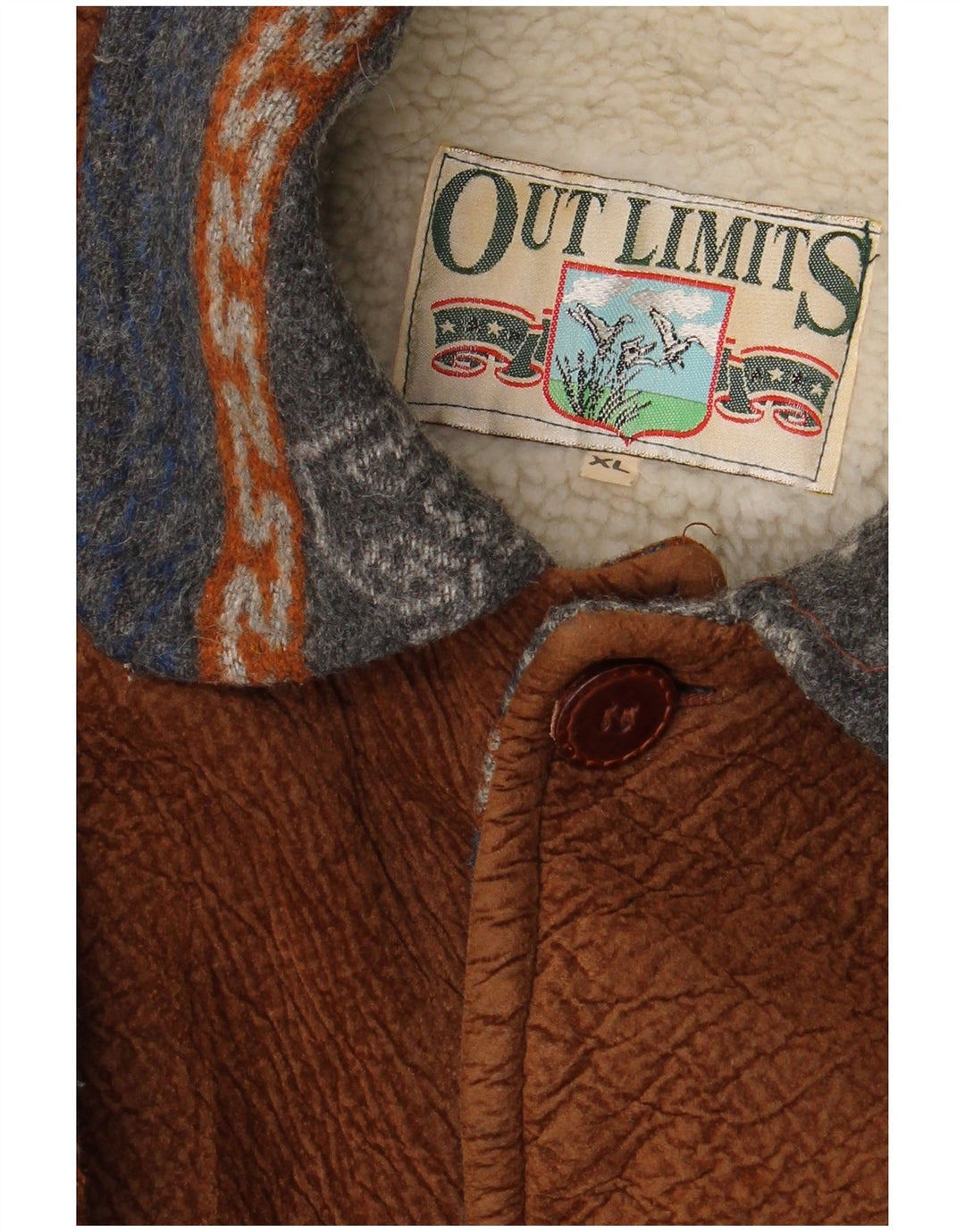 VINTAGE Veste Sherpa Homme UK 42 XL Bleu Marine Fair Isle