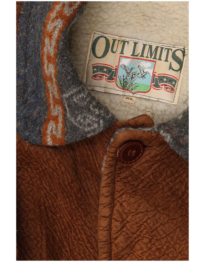 VINTAGE Veste Sherpa Homme UK 42 XL Bleu Marine Fair Isle