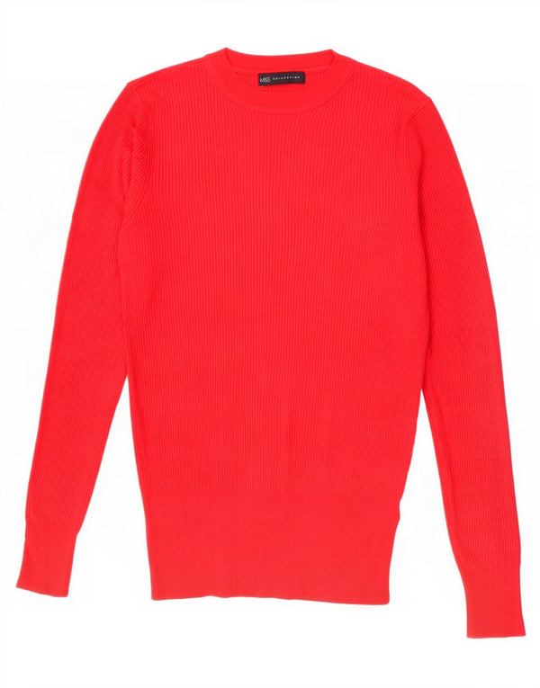 Marks & Spencer Pull ras du cou pour femme UK 14 Large Rouge Viscose