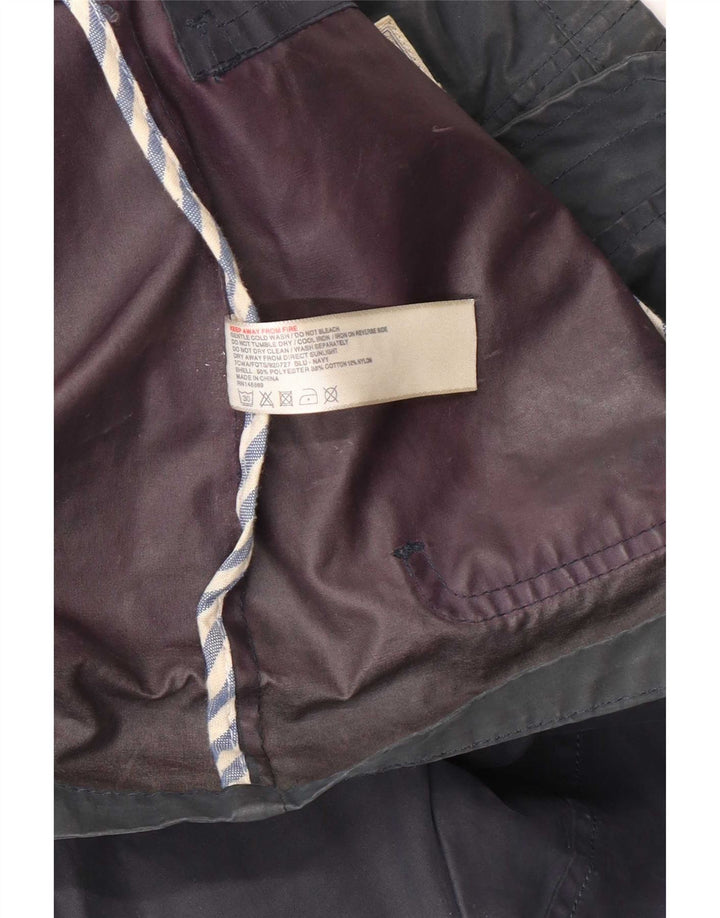 Fat Face Veste à capuche en coton ciré pour femme UK 12 Bleu marine moyen Polyester