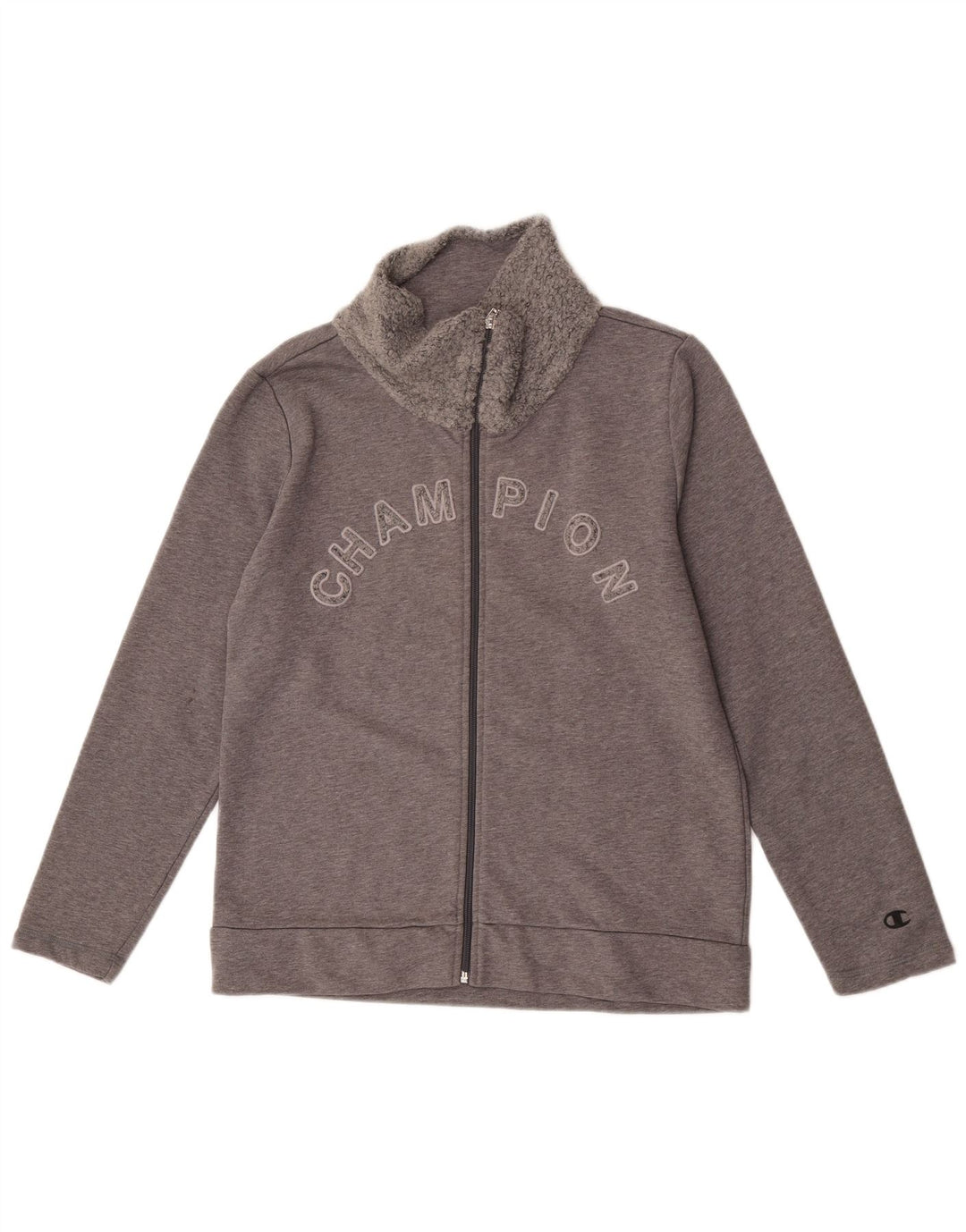 Champion Veste de survêtement graphique pour femme UK 14 Gris moyen Coton