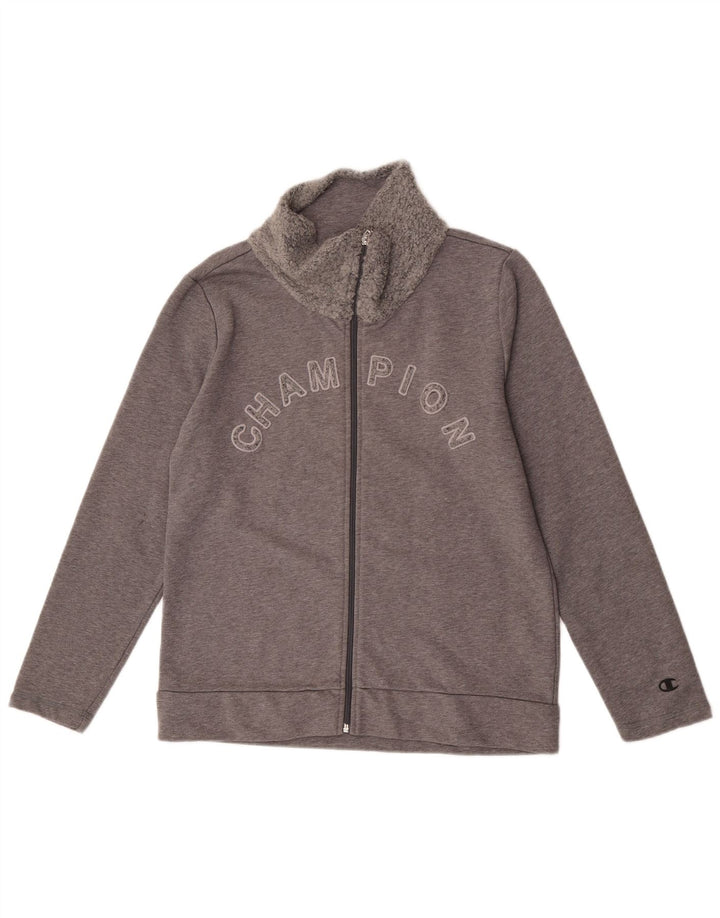Champion Veste de survêtement graphique pour femme UK 14 Gris moyen Coton