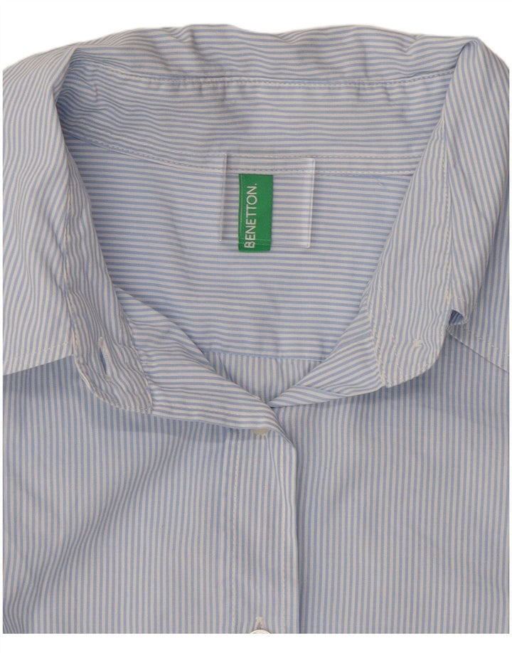 Benetton Chemise Femme UK 12 Bleu Moyen Rayé