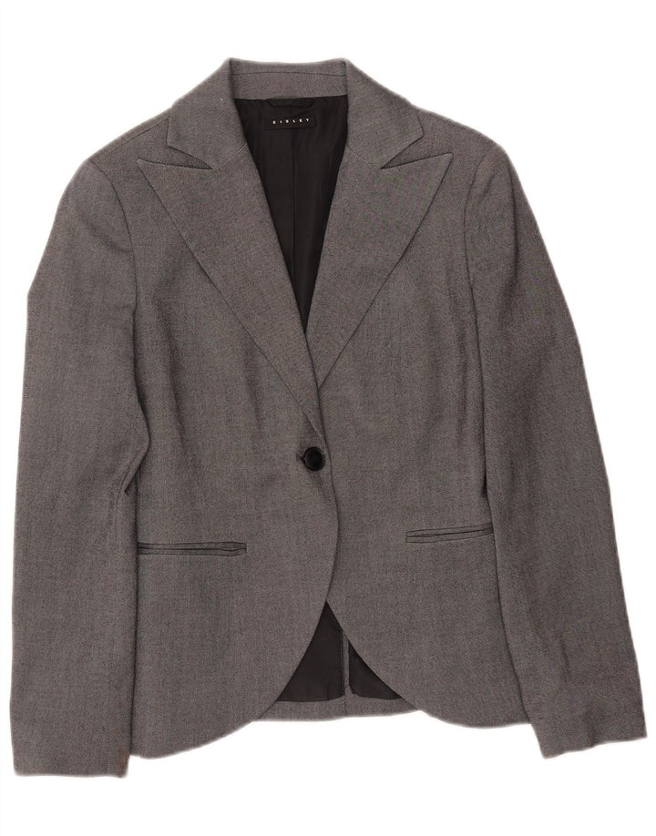 Sisley Veste Blazer 1 Bouton Femme UK 8 Small Gris