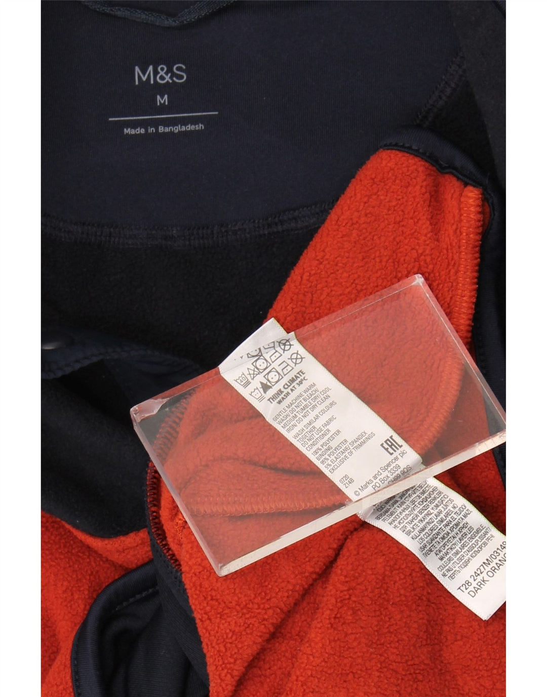 Marks & Spencer Pull Polaire à Col Boutonné Homme Orange Moyen Colorblock
