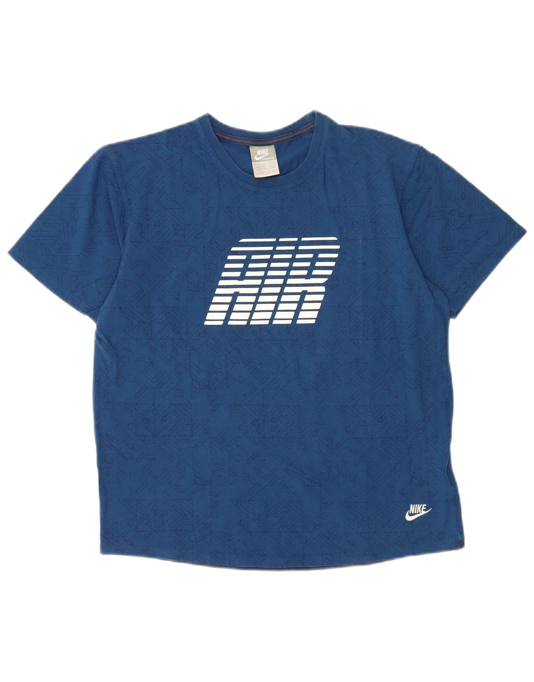 Nike Homme Air Graphic T-Shirt Haut Bleu Moyen Géométrique Coton