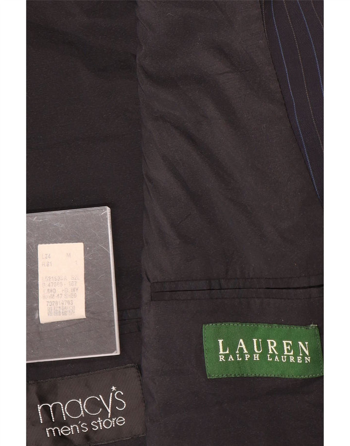 RALPH LAUREN Veste blazer à 2 boutons pour homme IT 52 XL en laine à fines rayures bleu marine