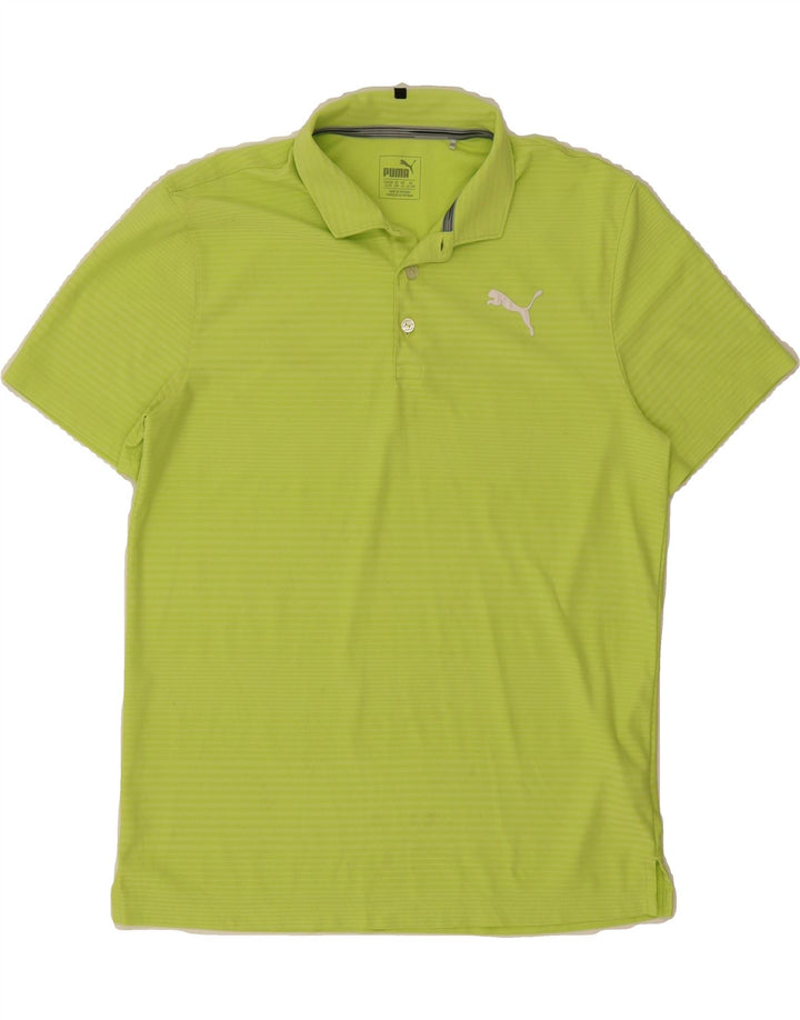 PUMA Boys Polo Shirt 13-14 Years Green Striped Polyester Vintage Puma and Second-Hand Puma from Messina Hembry 