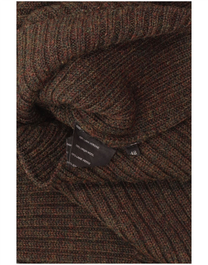 PRADA Pull col zippé pour femme IT 48 XL Laine vierge marron